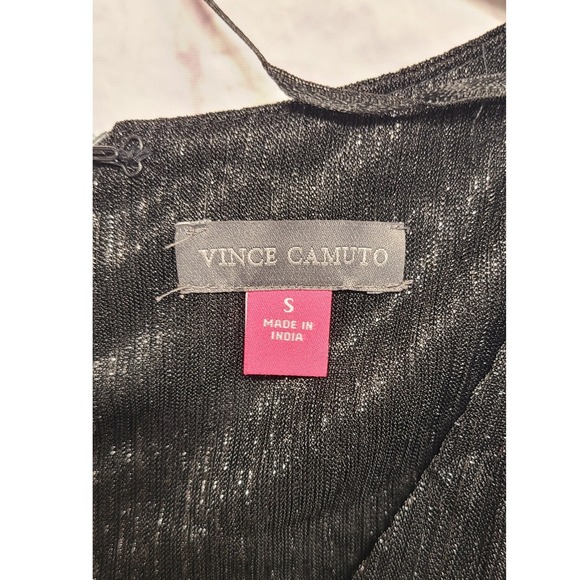 Vince Camuto Black Metallic Ribbed Puff Sleeve Jumpsuit Women's Size S - Picture 7 of 12